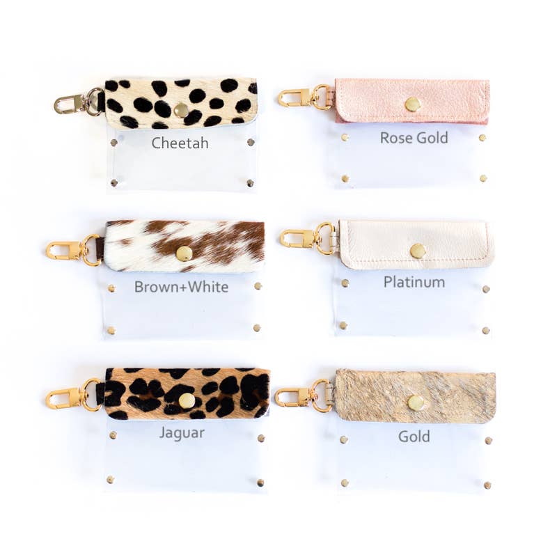 Clear Keeper Card Holder In Vinyl, Leather : Brown/White