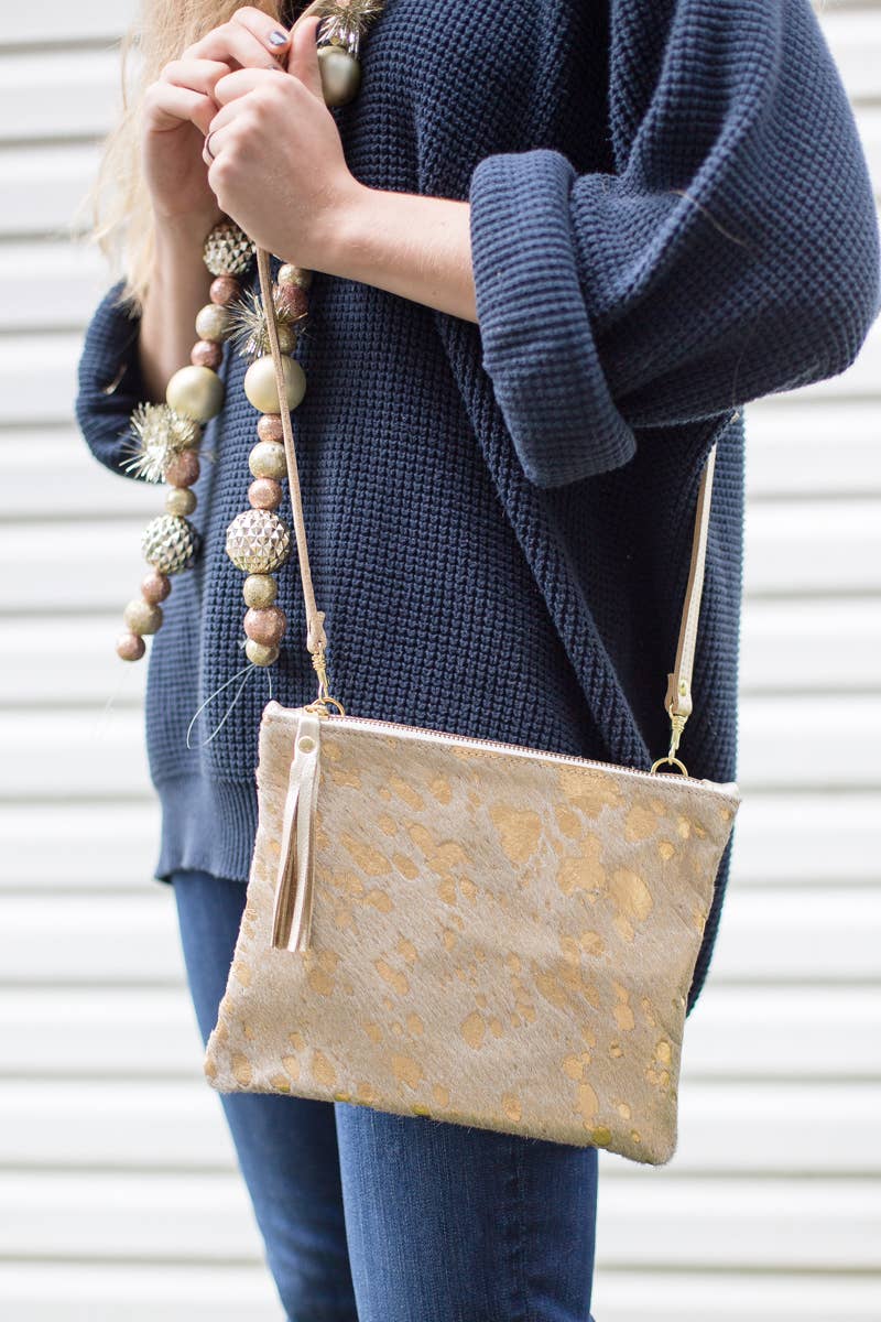 Caroline | Cowhide & Leather Crossbody with Removable Strap