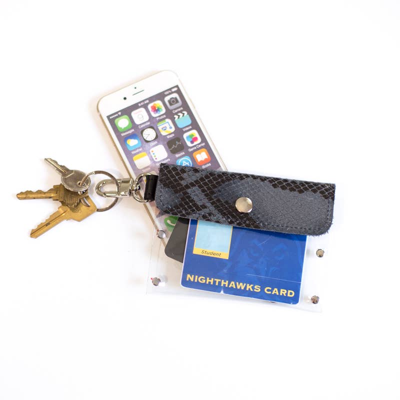 Clear Keeper Card Holder In Vinyl, Leather : Platinum