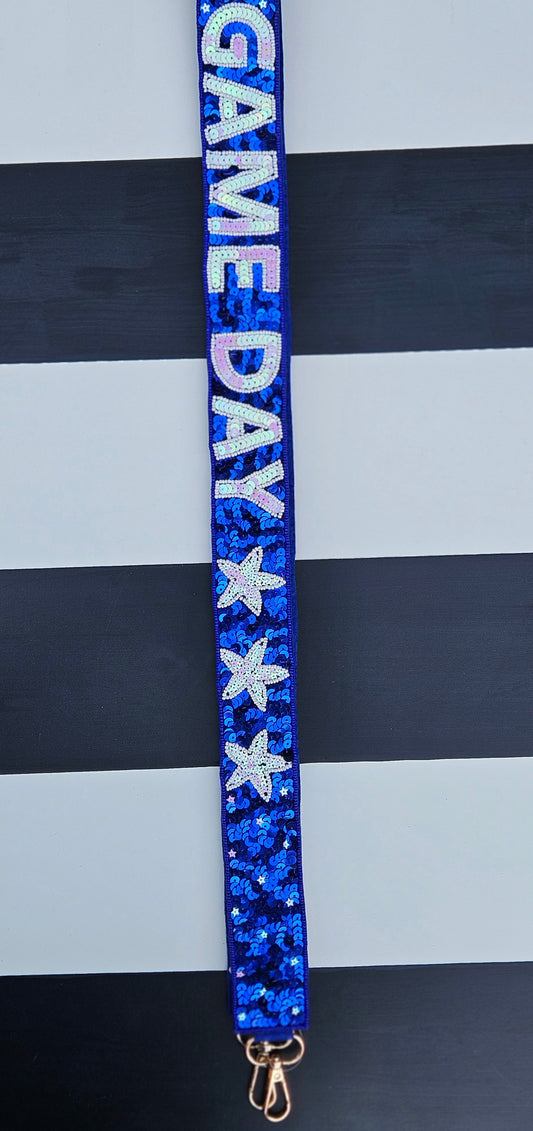 Blue GAMEDAY Bling Bag Strap