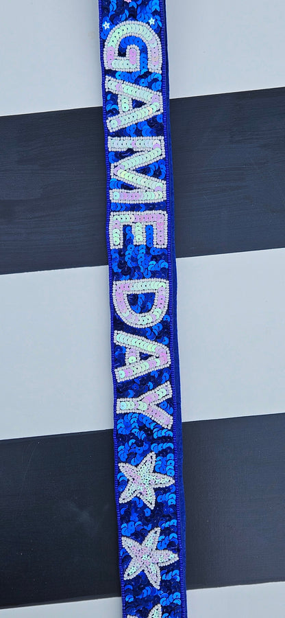 Blue GAMEDAY Bling Bag Strap