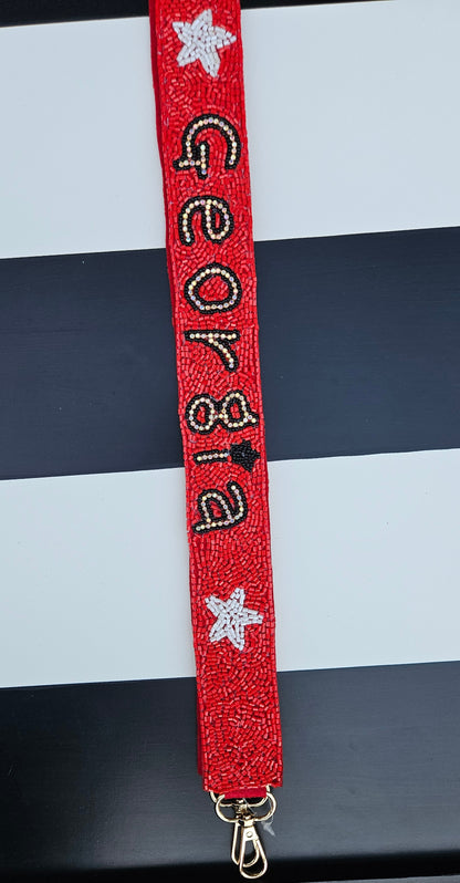 RED GEORGIA Bead Seed Bag Strap