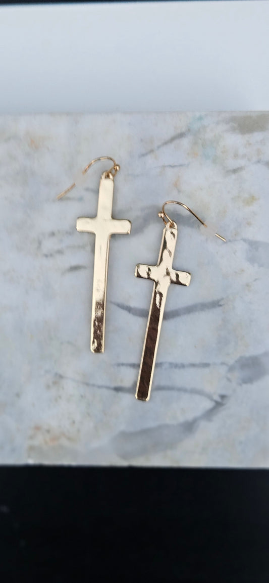 By the Cross Gold Earrings