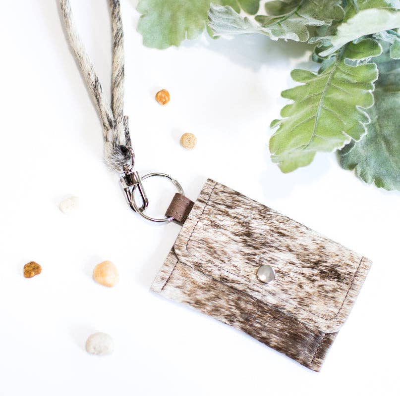 Keychain Wallet In Leather, Hair on Hide: Camo Leopard
