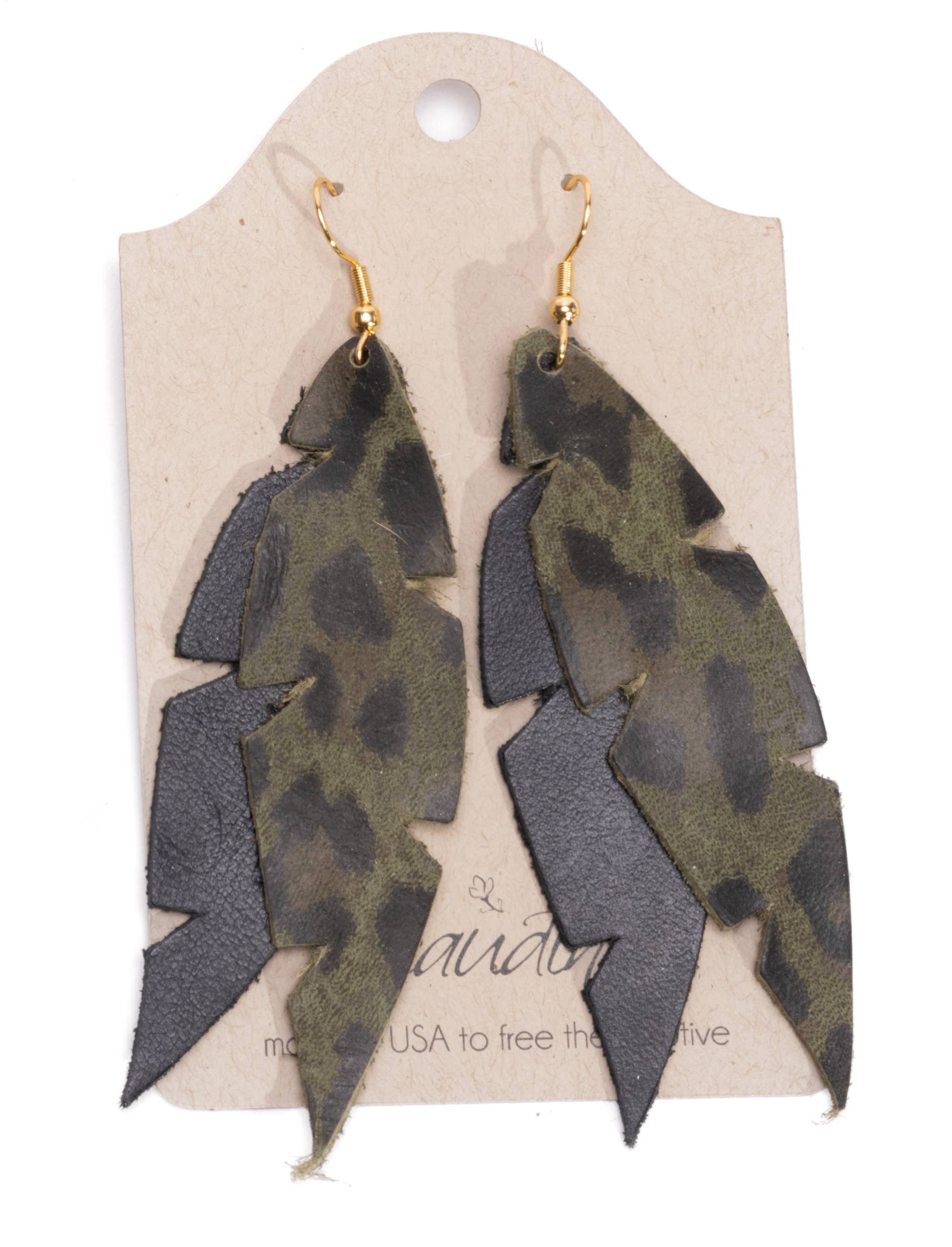 Dove Feather Earrings In Leather : Jaguar