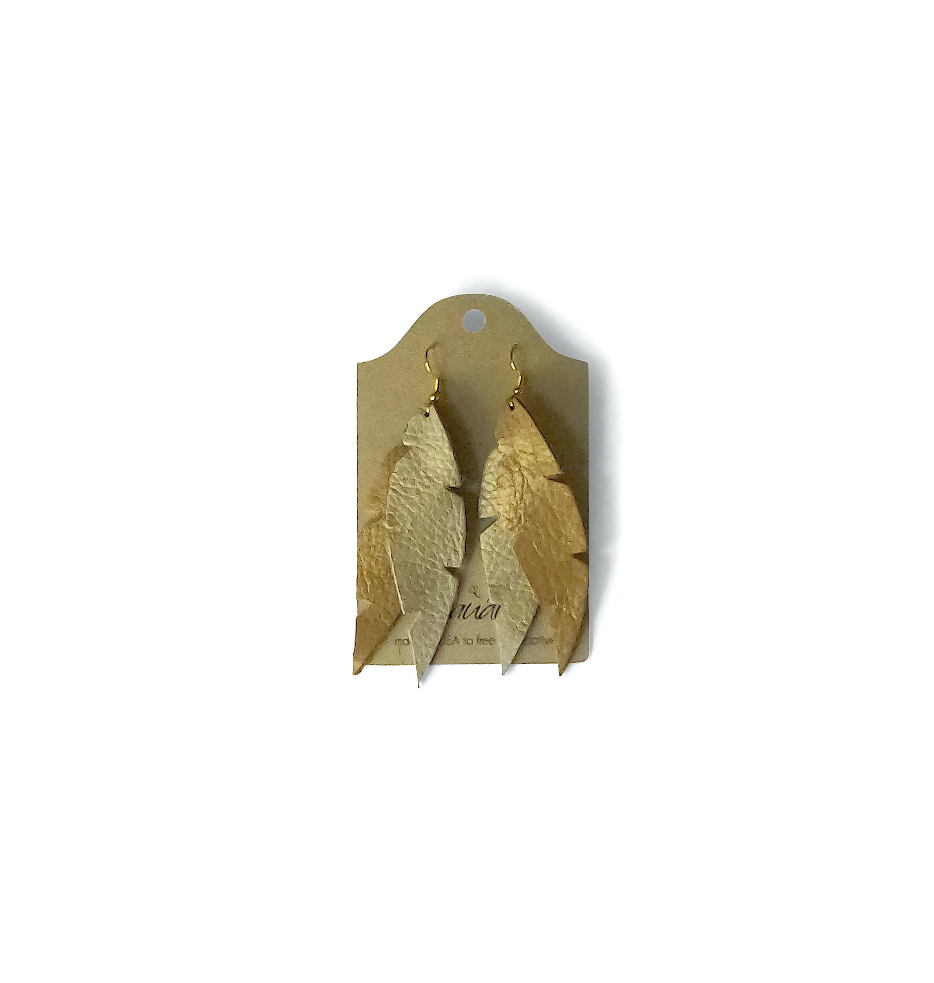 Dove Feather Earrings In Leather : Jaguar