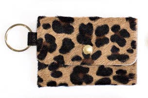 Keychain Wallet In Leather, Hair on Hide: Camo Leopard