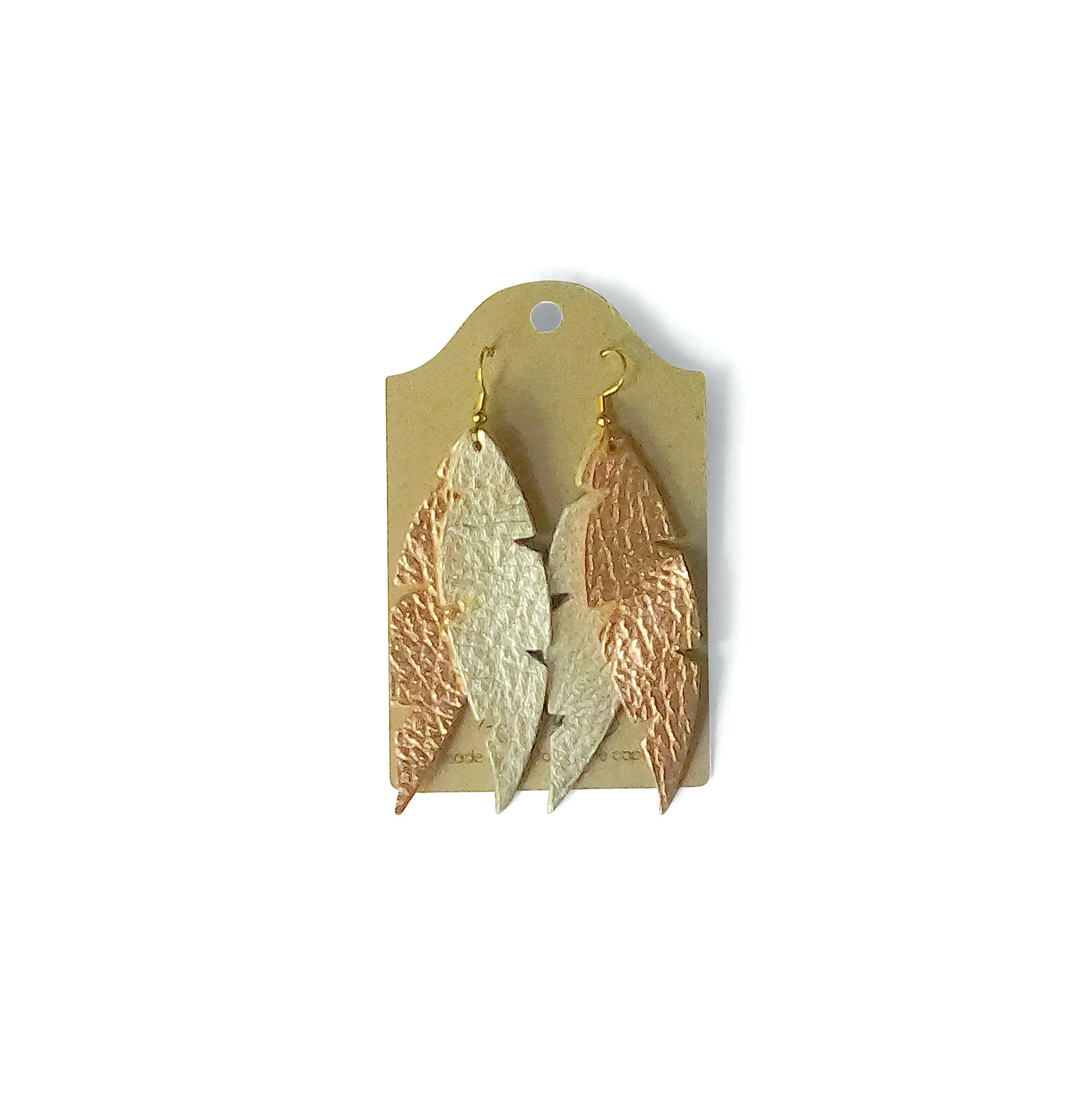 Dove Feather Earrings In Leather : Jaguar