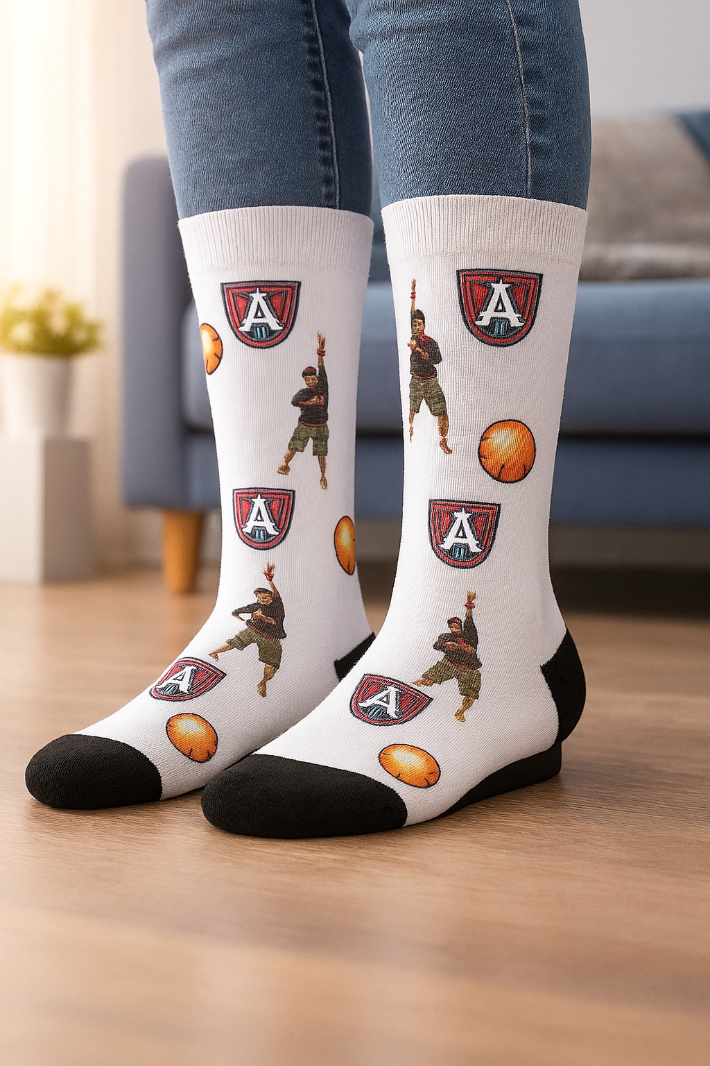 Custom Sports Team Socks – Personalized Photo & Phrase Athletic Crew Socks for Fans & Players