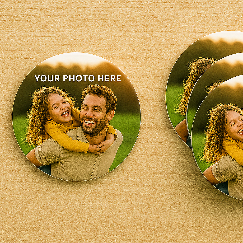 Custom 4.25" Ceramic Photo Coasters – Personalized Set of 4 with Your Images or Designs