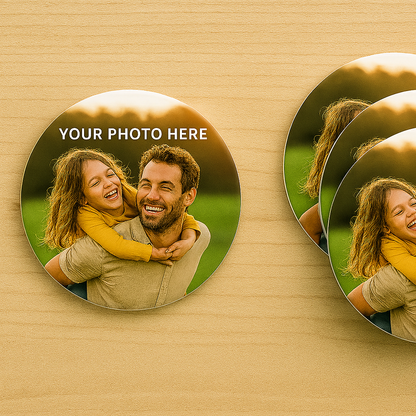 Custom 4.25" Ceramic Photo Coasters – Personalized Set of 4 with Your Images or Designs