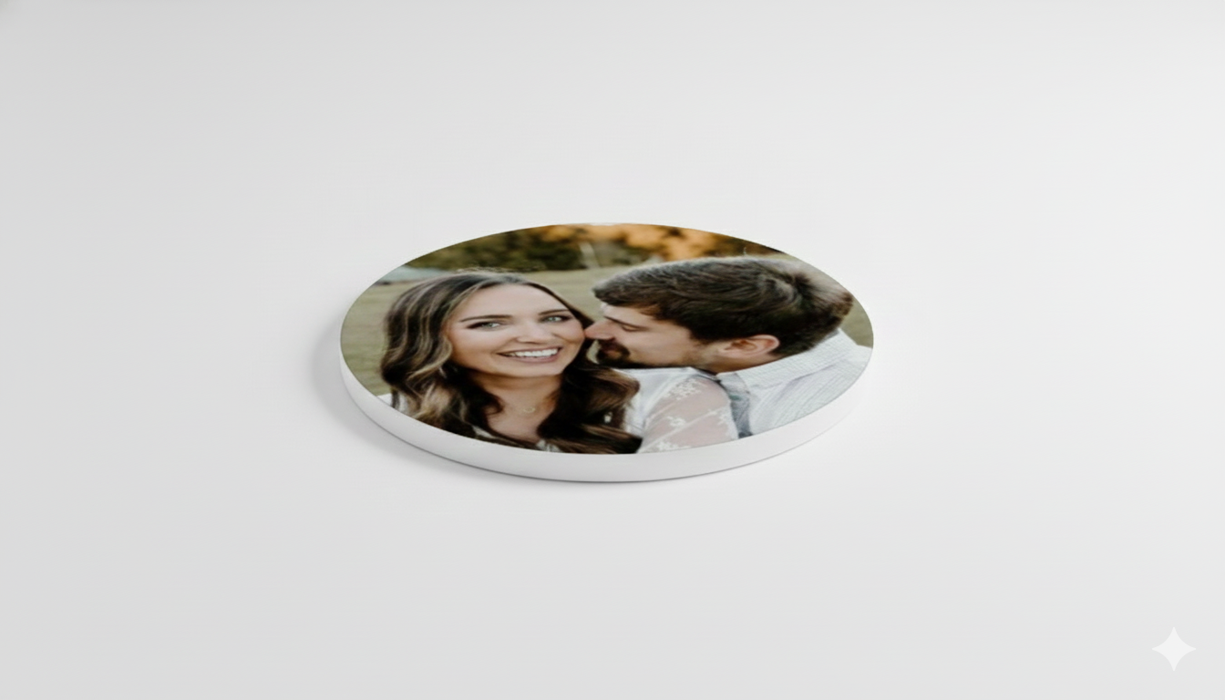 Custom 4.25" Ceramic Photo Coasters – Personalized Set of 4 with Your Images or Designs