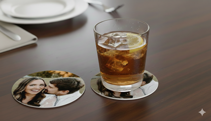 Custom 4.25" Ceramic Photo Coasters – Personalized Set of 4 with Your Images or Designs