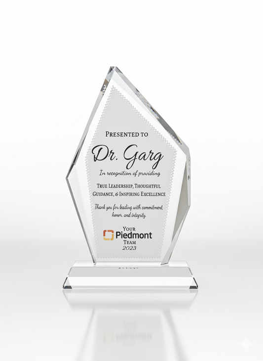 Crystal Leadership or Employee Award Plaque – Personalized Recognition Gift