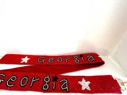 RED GEORGIA Bead Seed Bag Strap