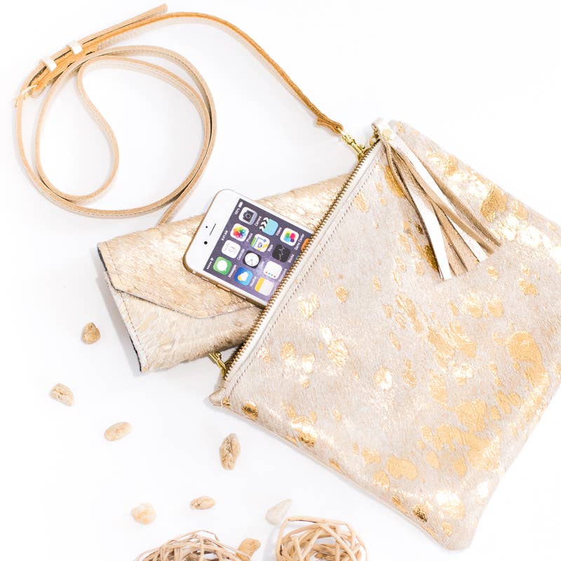 Caroline | Cowhide & Leather Crossbody with Removable Strap