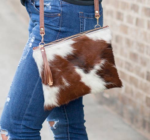 Caroline | Cowhide & Leather Crossbody with Removable Strap