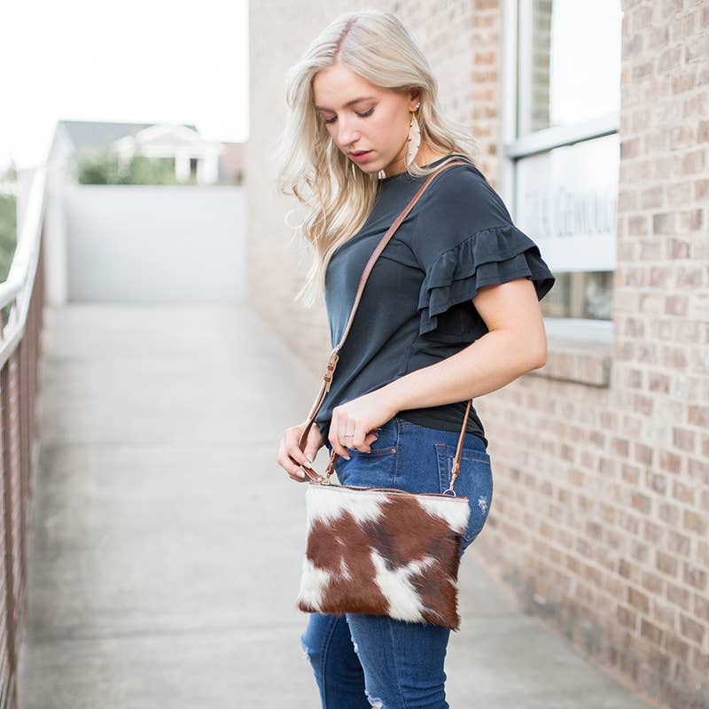 Caroline | Cowhide & Leather Crossbody with Removable Strap