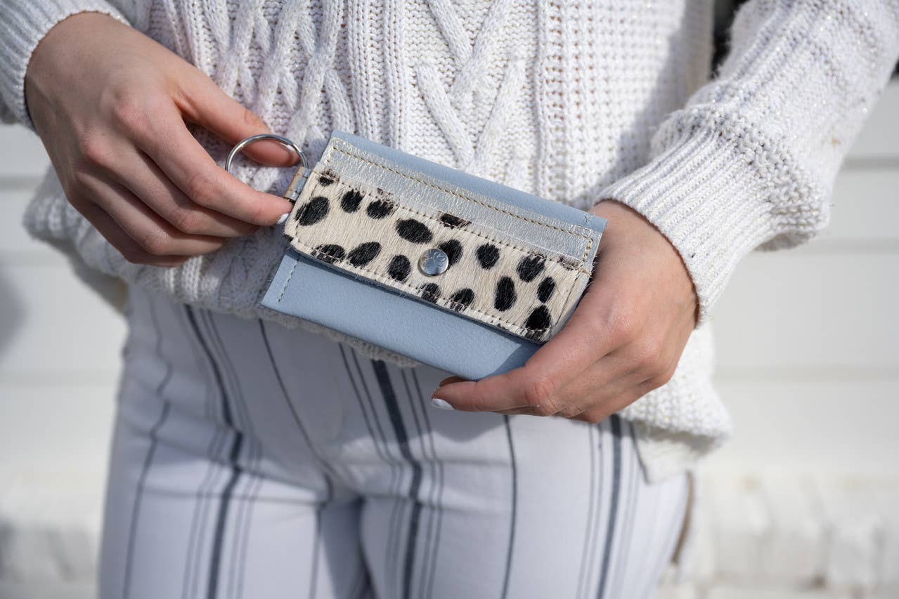 Keychain Wallet In Leather, Hair on Hide: Camo Leopard