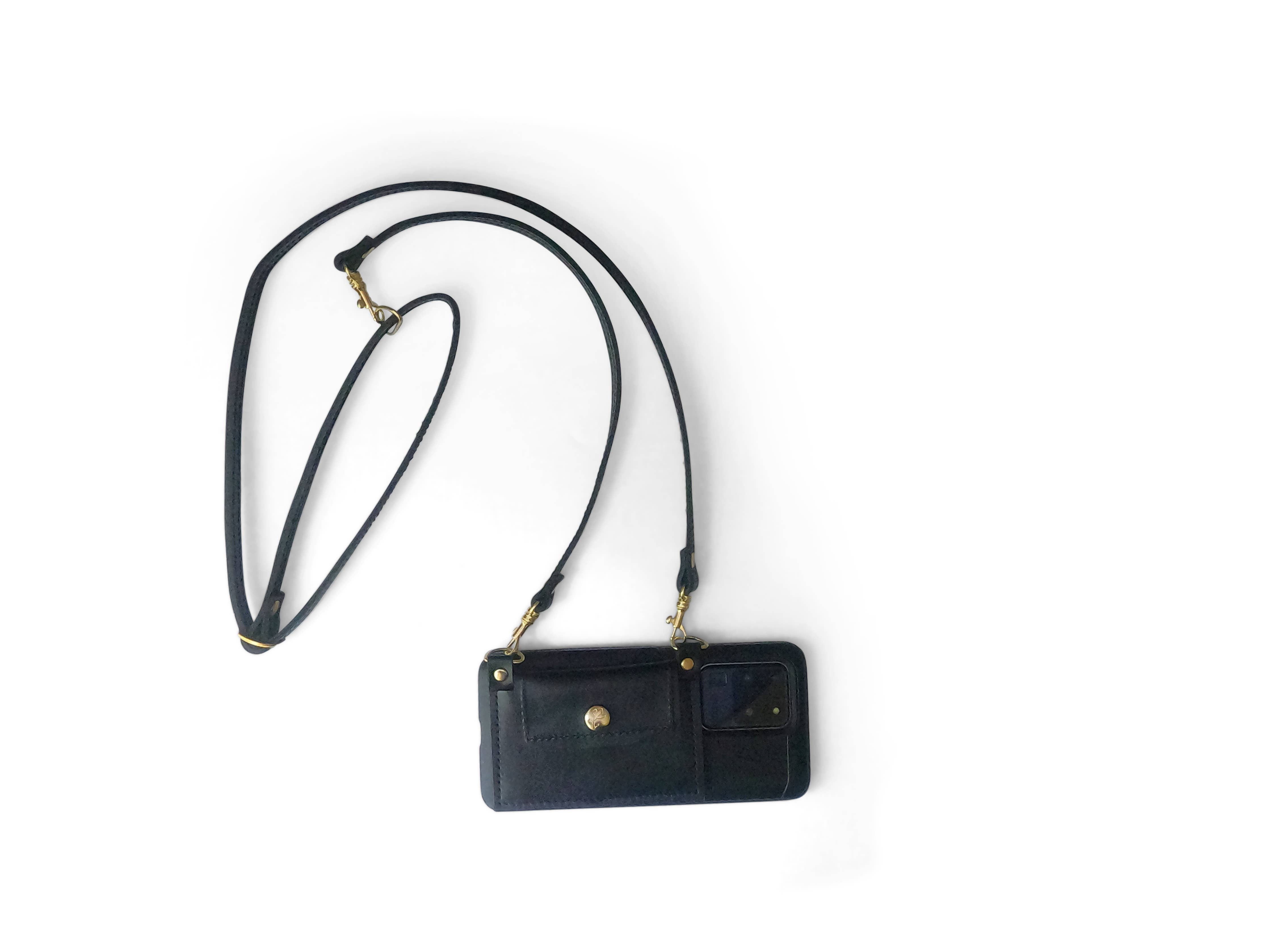 Eva Phone Wallet In Leather: Black