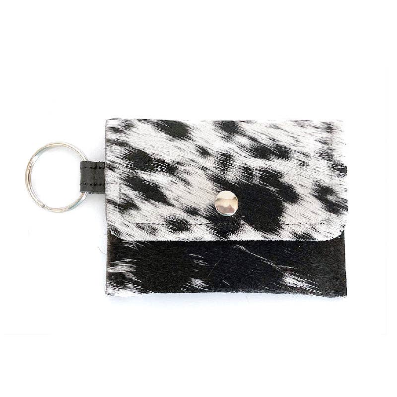 Keychain Wallet In Leather, Hair on Hide: Camo Leopard