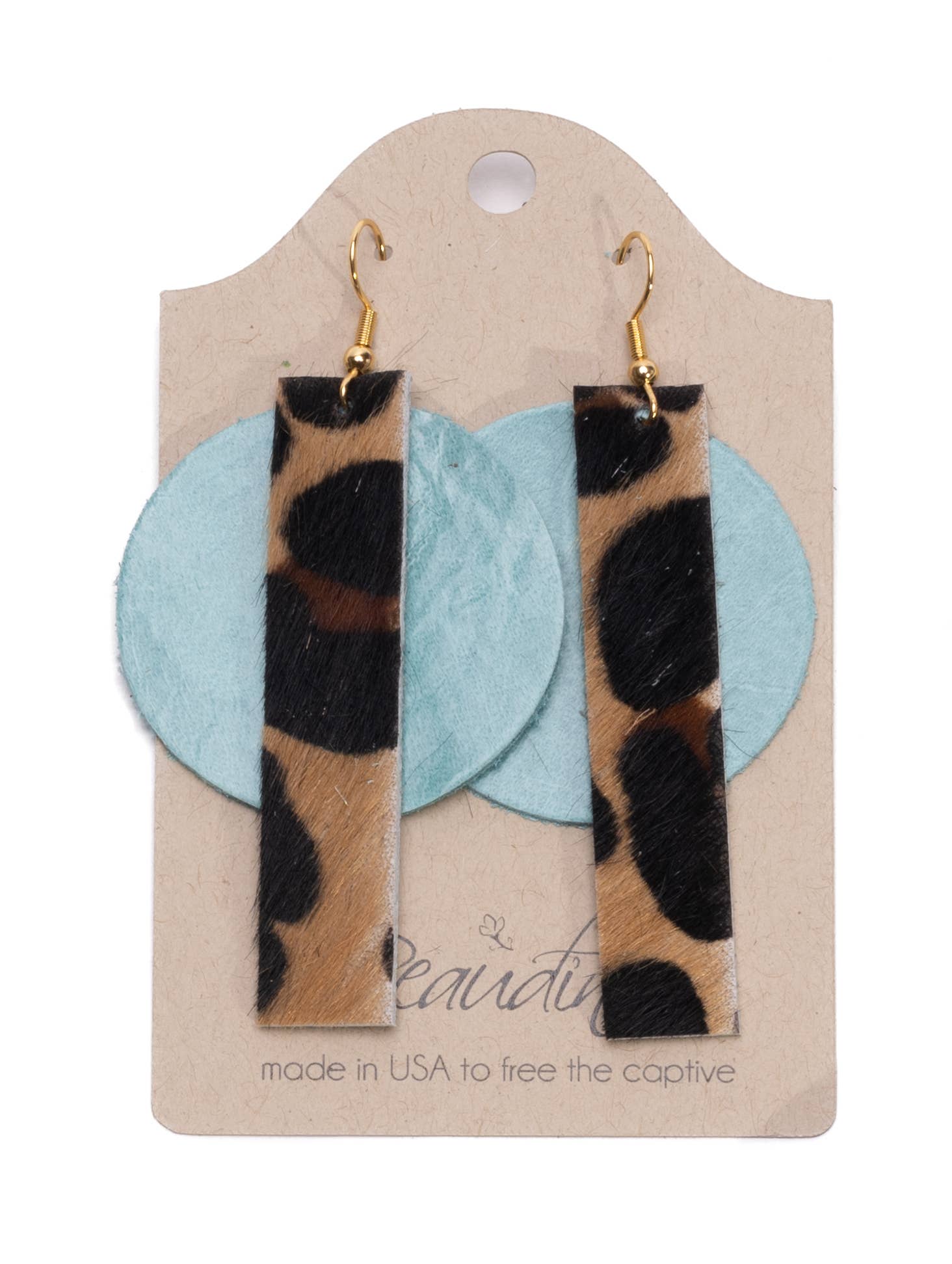 York Modern Dangle Earrings In Leather: Gold
