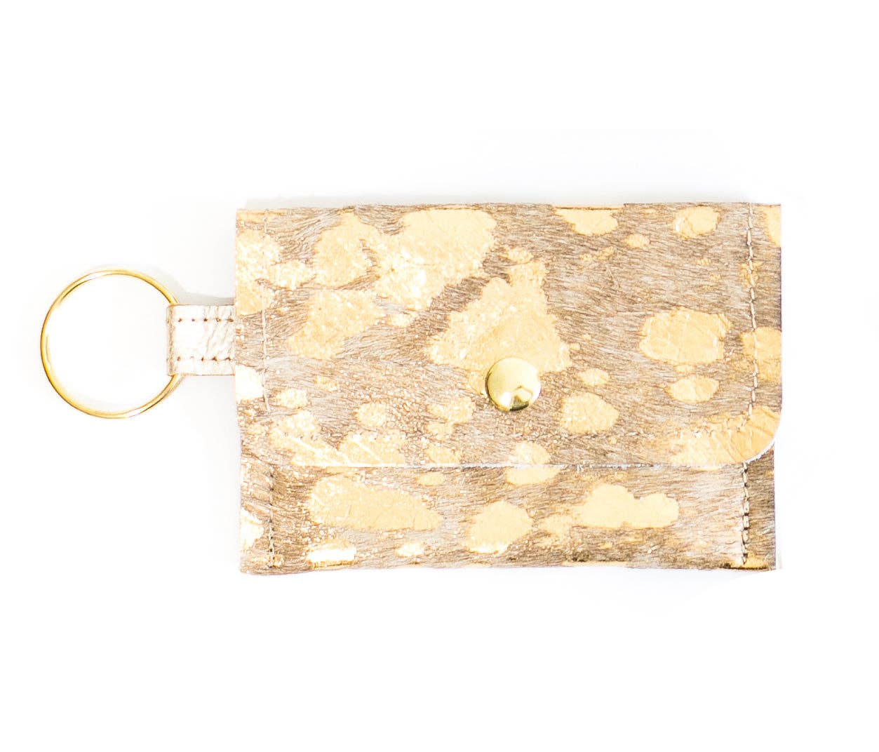 Keychain Wallet In Leather, Hair on Hide: Camo Leopard