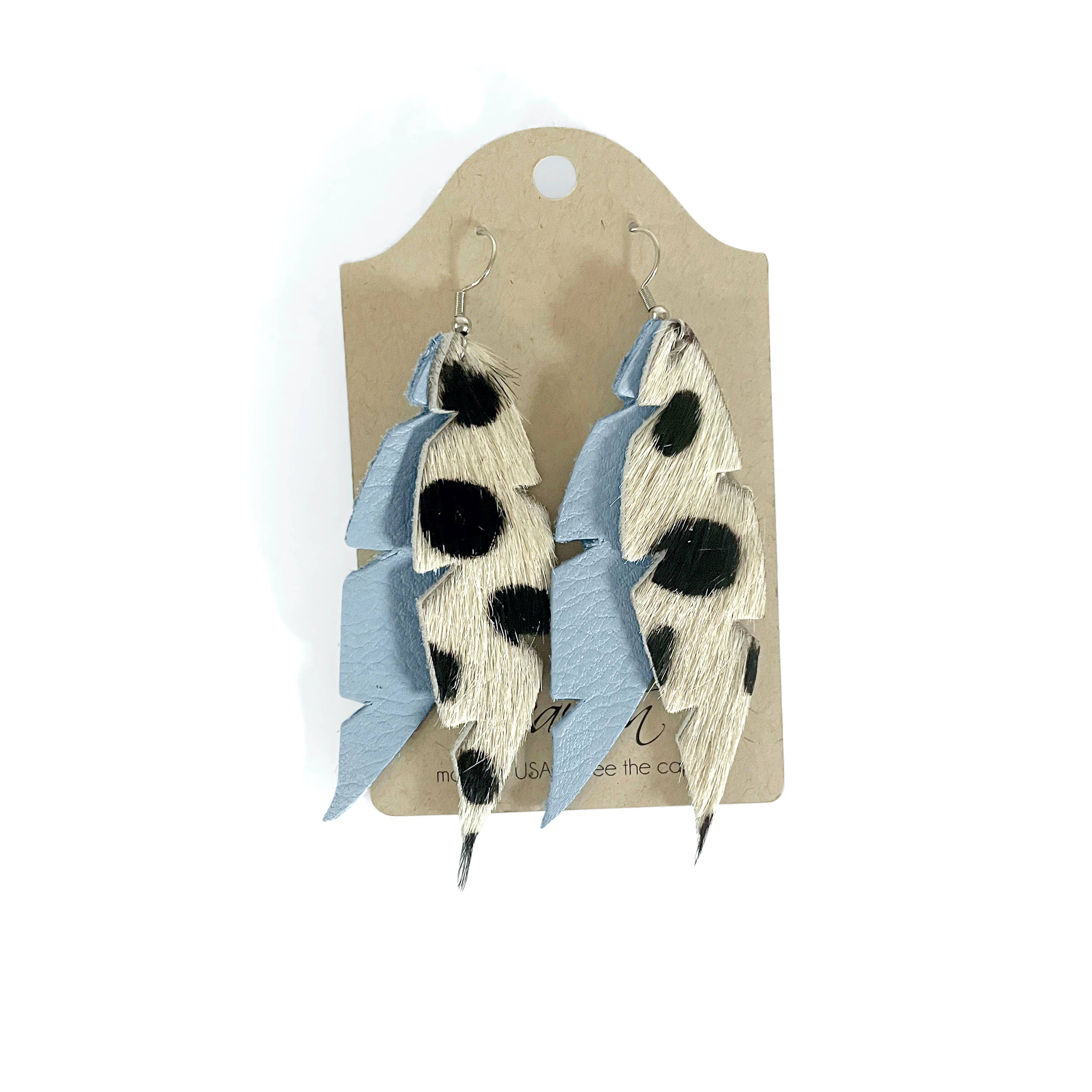 Dove Feather Earrings In Leather : Jaguar