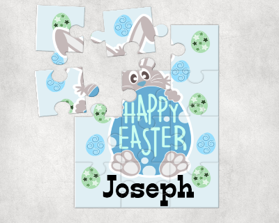 Puzzle - Egg & Bunny - Blue