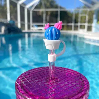 Straw Cover "Blue Cactus"